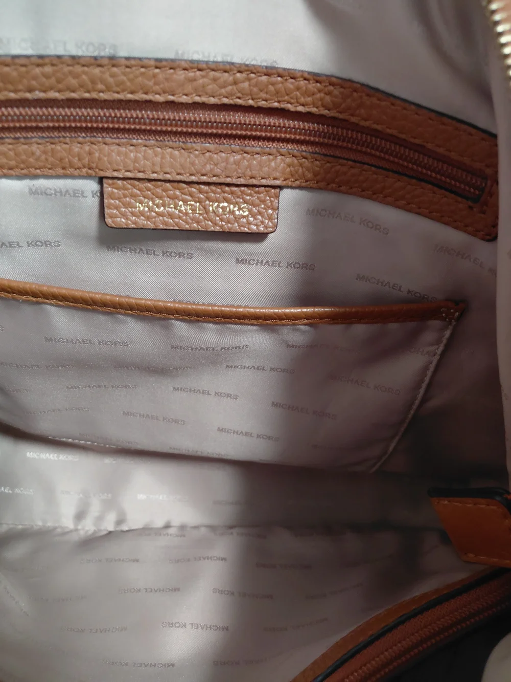 Michael Kors Caramel Brown Pebbled Leather Satchel Purse W/Removable Strap